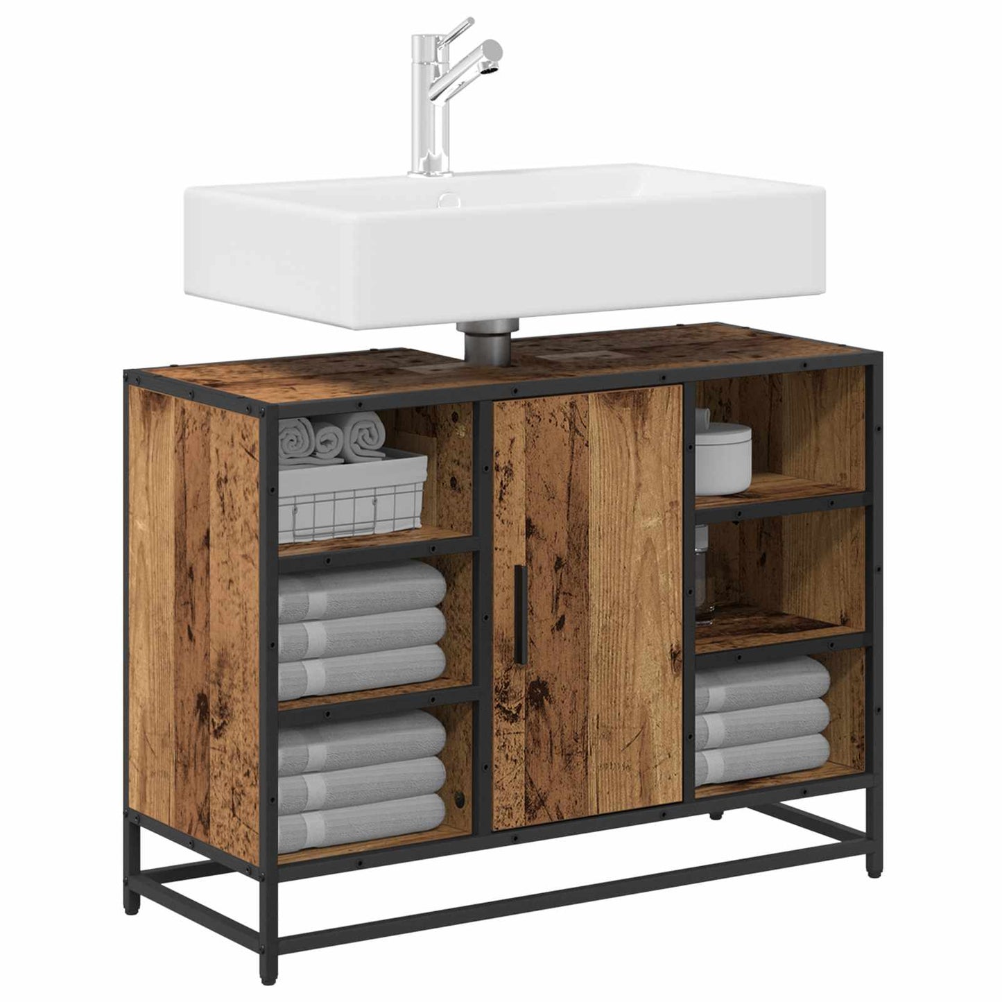 vidaXL Bathroom Cabinet Old Wood 80 x 33 x 60 cm Engineered Wood