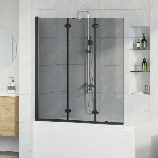Shower Enclosure Manual Black 130 x 138 cm ESG Glass and Aluminium