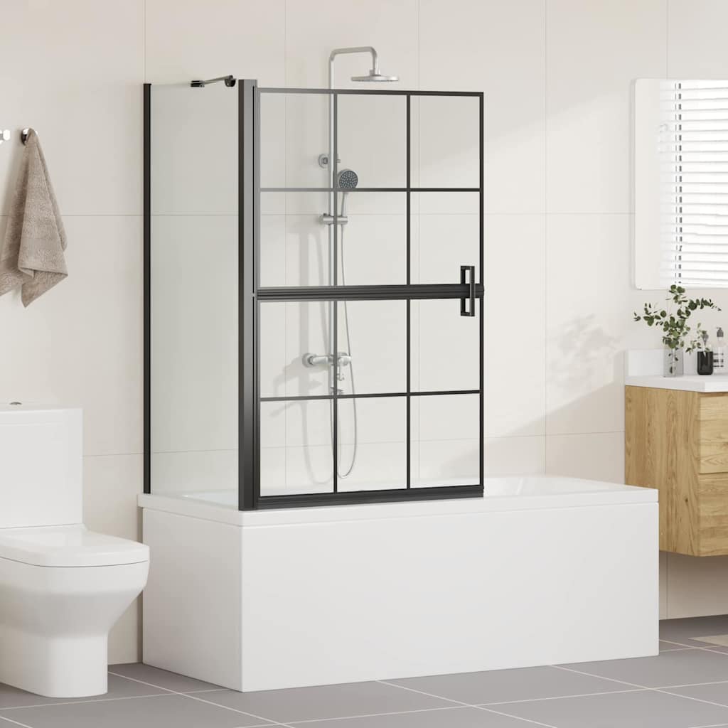 vidaXL Bath Shower Screen Black and Transparent 80 x 68 x 128 cm