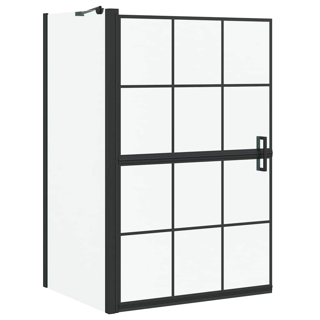 vidaXL Bath Shower Screen Black and Transparent 80 x 68 x 128 cm