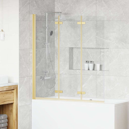 vidaXL Folding Shower Enclosure Gold 130 x 138 cm