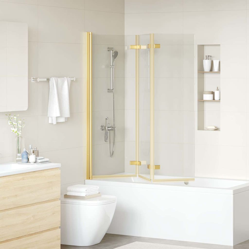 vidaXL Shower Enclosure Gold 130 x 138 cm ESG Glass and Aluminium