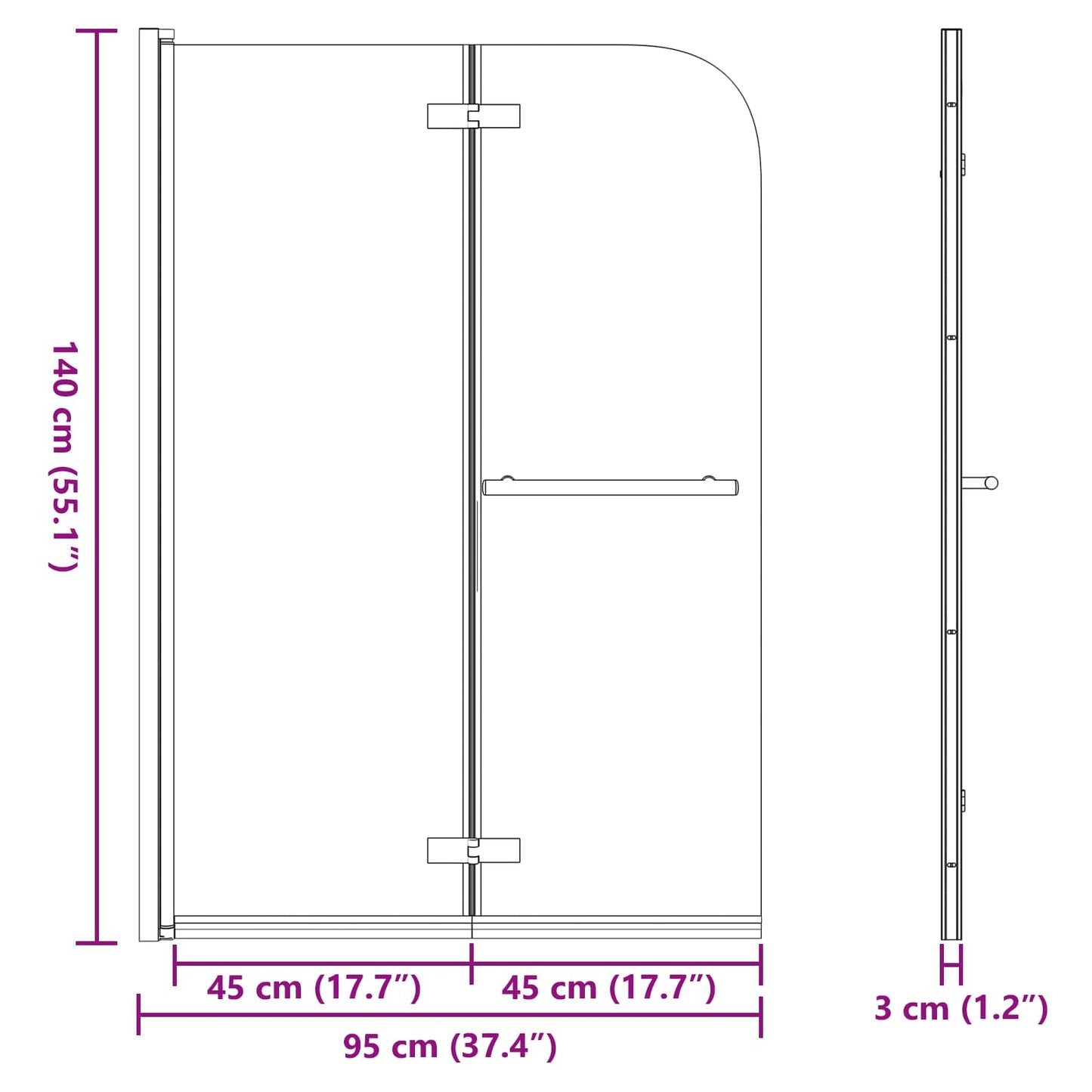 vidaXL Shower Enclosure Gold 95 x 140 cm ESG Glass and Aluminium