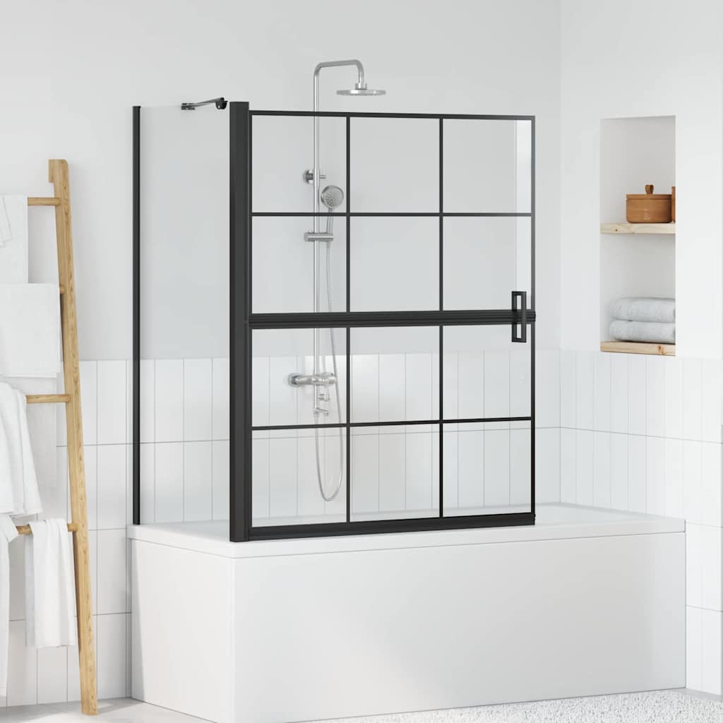 vidaXL Bath Shower Screen Black and transparent 100 x 67 x 129.5 cm