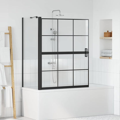 vidaXL Bath Shower Screen Black and transparent 100 x 67 x 129.5 cm