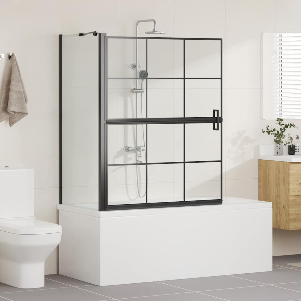 vidaXL Bath Shower Screen Black and transparent 100 x 67 x 129.5 cm
