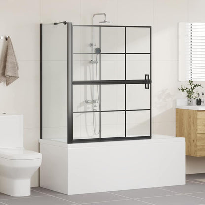 vidaXL Bath Shower Screen Black and transparent 100 x 67 x 129.5 cm