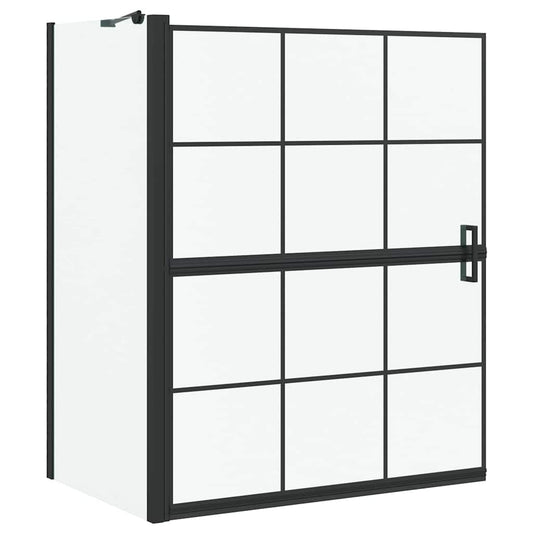 vidaXL Bath Shower Screen Black and Transparent 100 x 68 x 128 cm