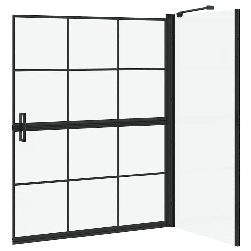 vidaXL Bath Shower Screen Black and transparent 100 x 67 x 129.5 cm