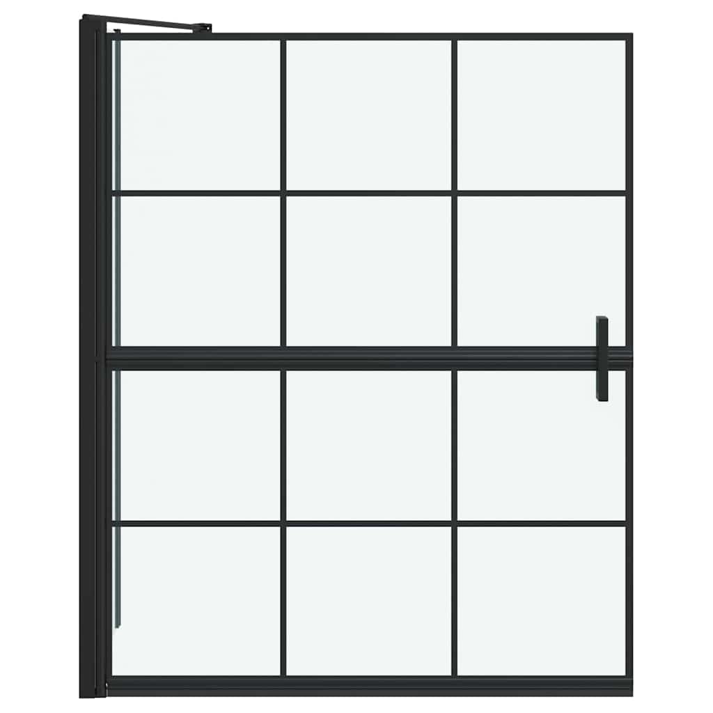vidaXL Bath Shower Screen Black and transparent 100 x 67 x 129.5 cm