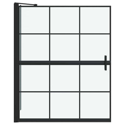vidaXL Bath Shower Screen Black and transparent 100 x 67 x 129.5 cm