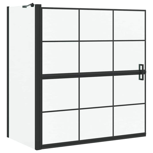 vidaXL Bath Shower Screen Black and Transparent 116 x 68 x 128 cm