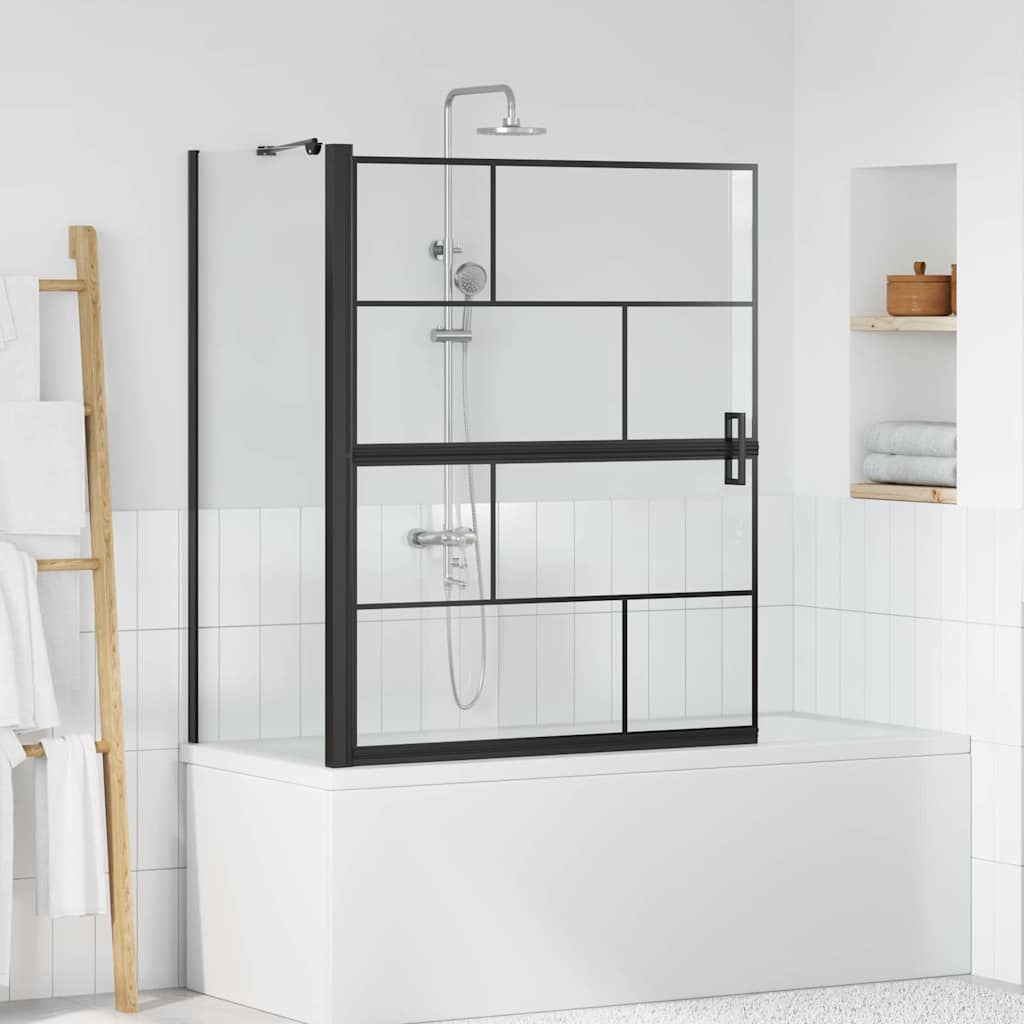 vidaXL Bath Shower Screen Black and transparent 100 x 67 x 129.5 cm