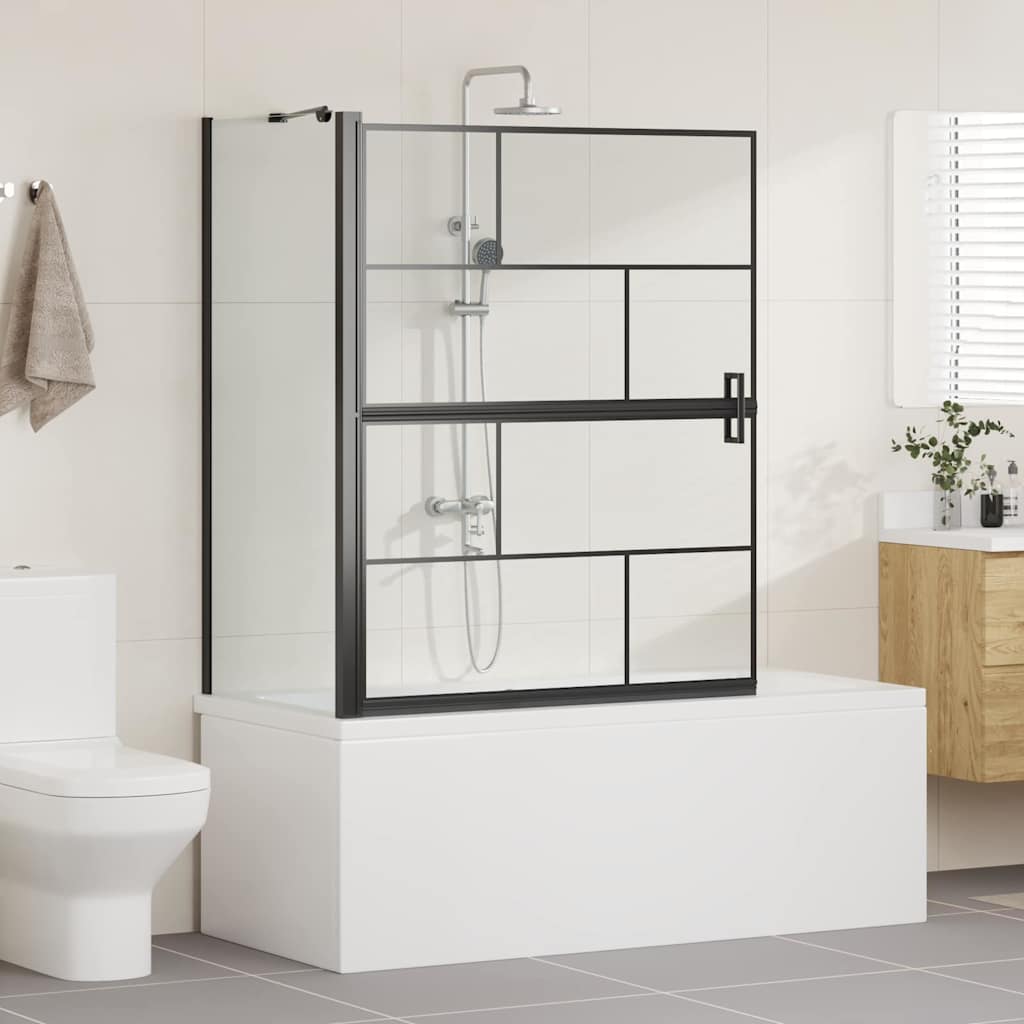 vidaXL Bath Shower Screen Black and transparent 100 x 67 x 129.5 cm