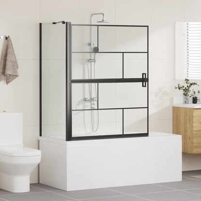 vidaXL Bath Shower Screen Black and transparent 100 x 67 x 129.5 cm