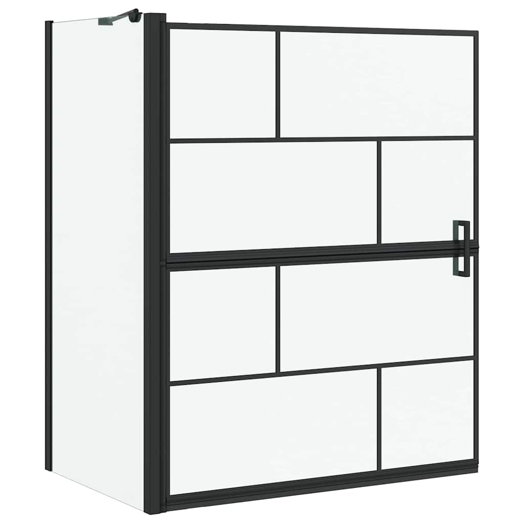 vidaXL Bath Shower Screen Black and transparent 100 x 67 x 129.5 cm
