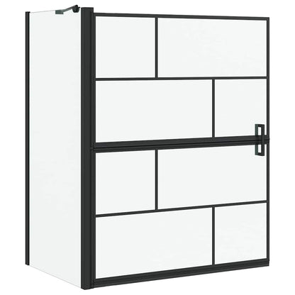 vidaXL Bath Shower Screen Black and transparent 100 x 67 x 129.5 cm