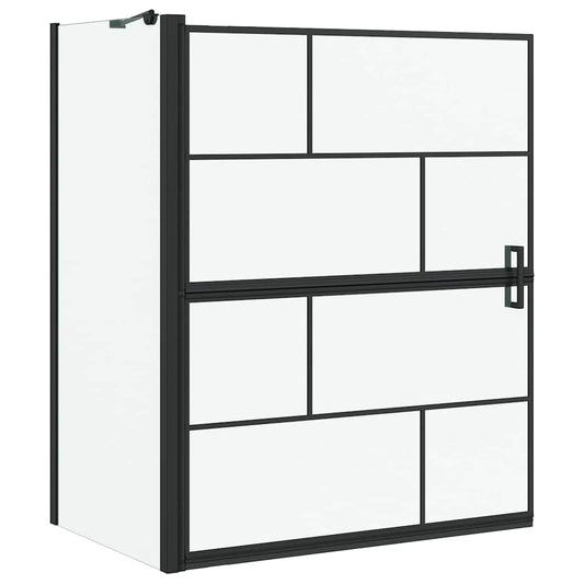 vidaXL Bath Shower Screen Black and Transparent 100 x 68 x 128 cm