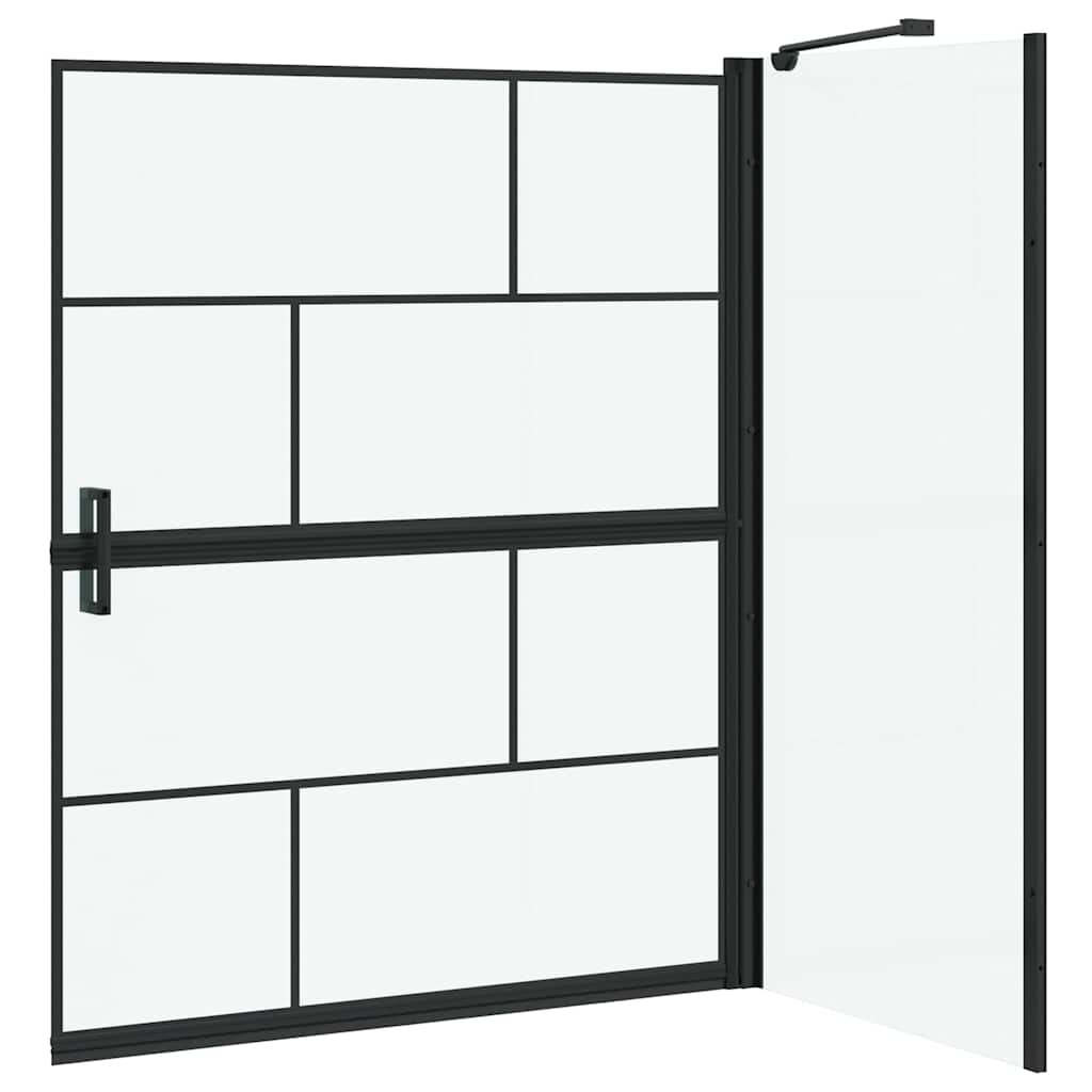 vidaXL Bath Shower Screen Black and transparent 100 x 67 x 129.5 cm