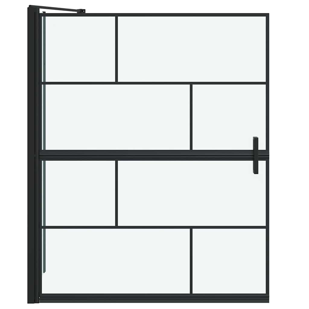 vidaXL Bath Shower Screen Black and transparent 100 x 67 x 129.5 cm