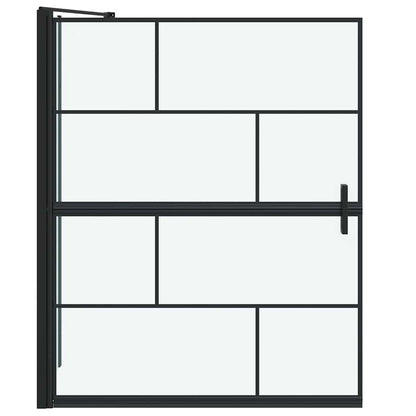 vidaXL Bath Shower Screen Black and transparent 100 x 67 x 129.5 cm
