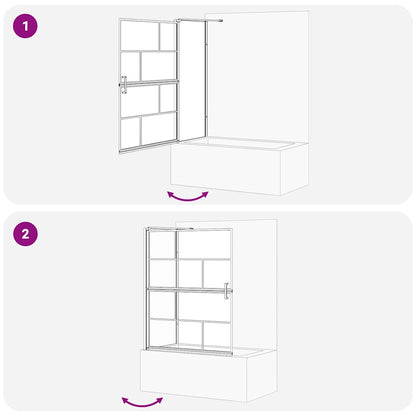 vidaXL Bath Shower Screen Black and transparent 100 x 67 x 129.5 cm