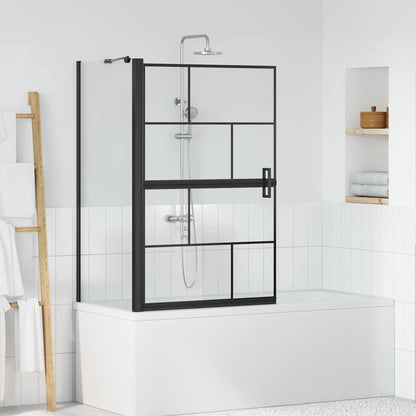 vidaXL Bath Shower Screen Black and transparent 80 x 67 x 129.5 cm