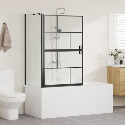 vidaXL Bath Shower Screen Black and transparent 80 x 67 x 129.5 cm