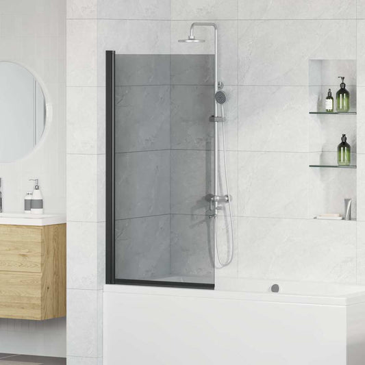 Bath Shower Screen Manual Black 68 x 130 cm Tempered glass