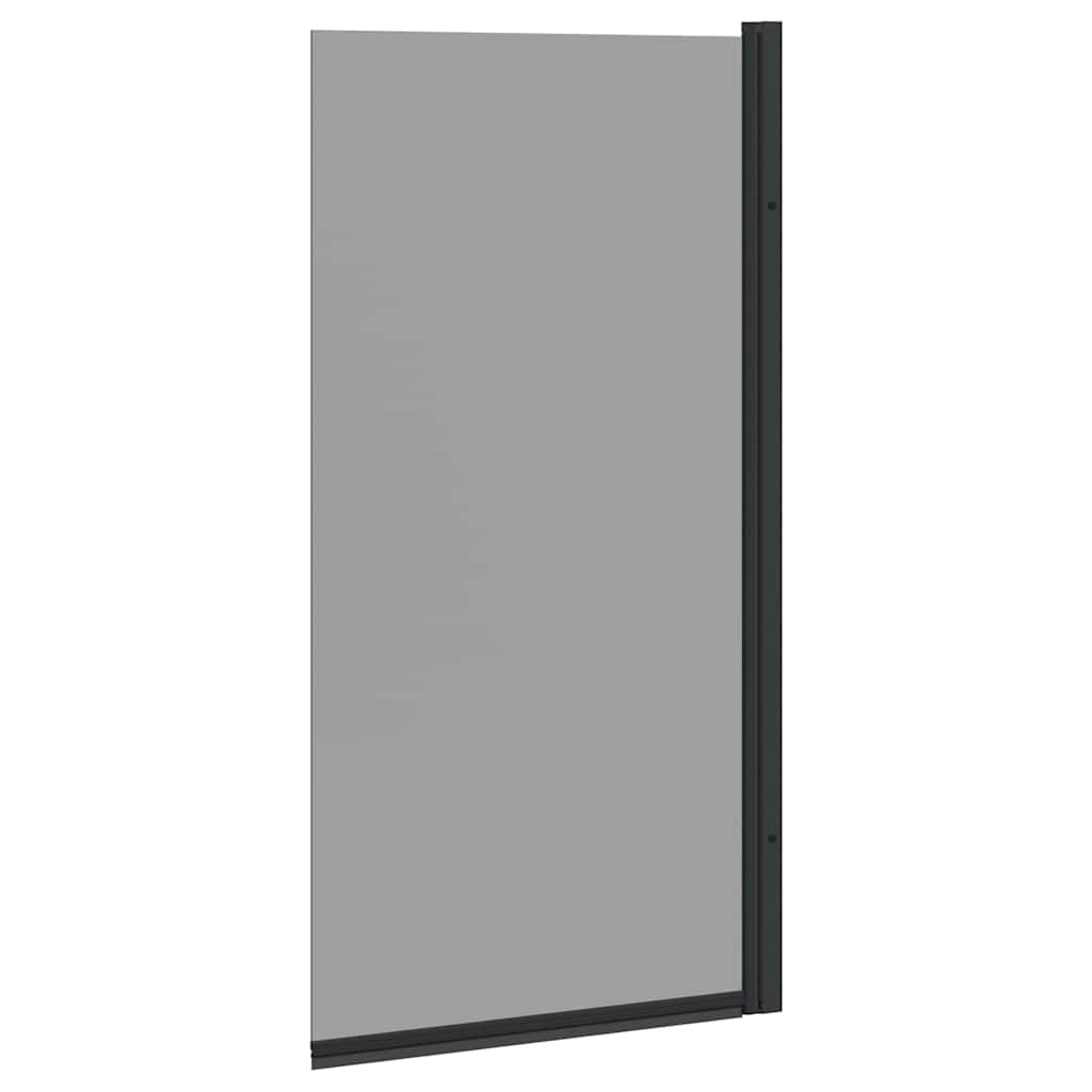 vidaXL Bath Shower Screen Manual Black 68 x 130 cm Tempered Glass