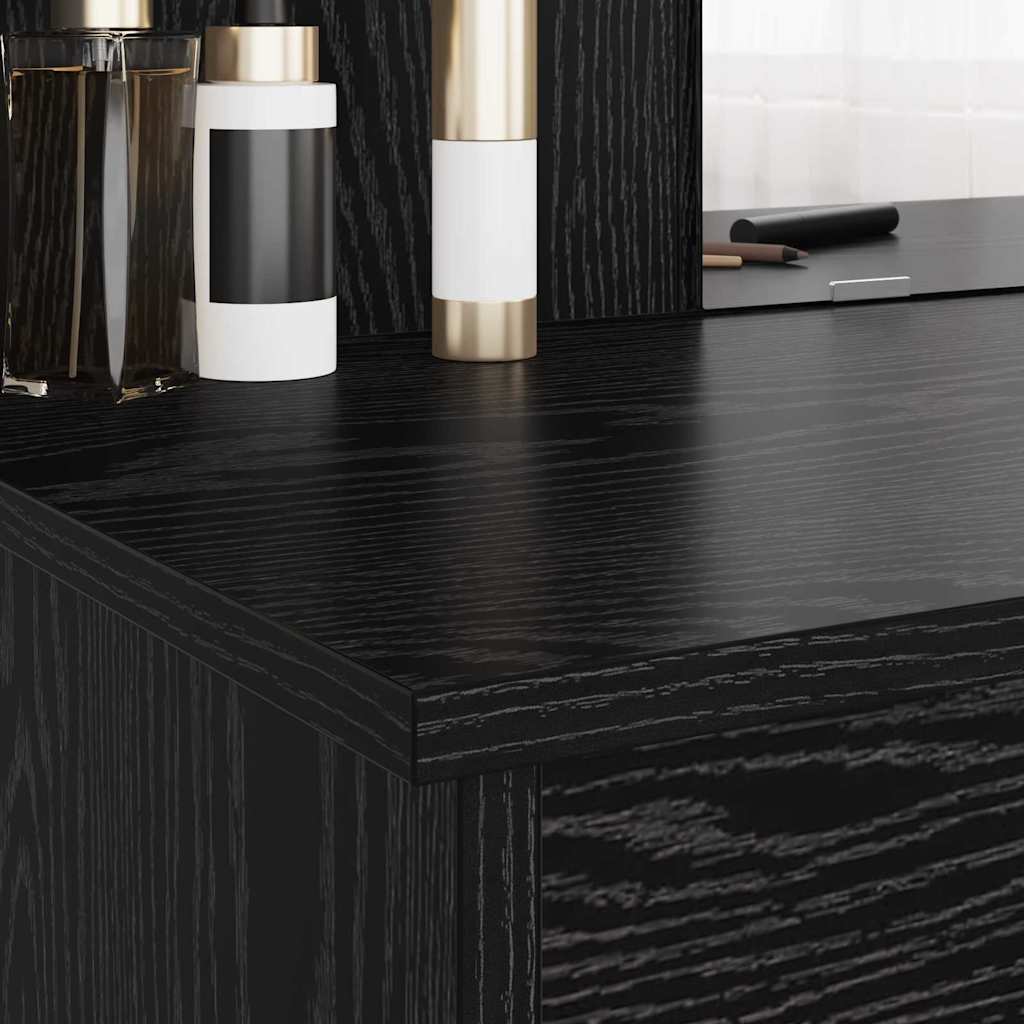 vidaXL Dressing Table with Mirror Black Oak 96 x 39 x 142 cm