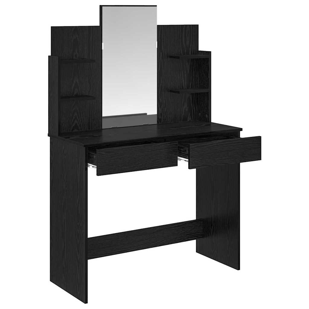 vidaXL Dressing Table with Mirror Black Oak 96 x 39 x 142 cm
