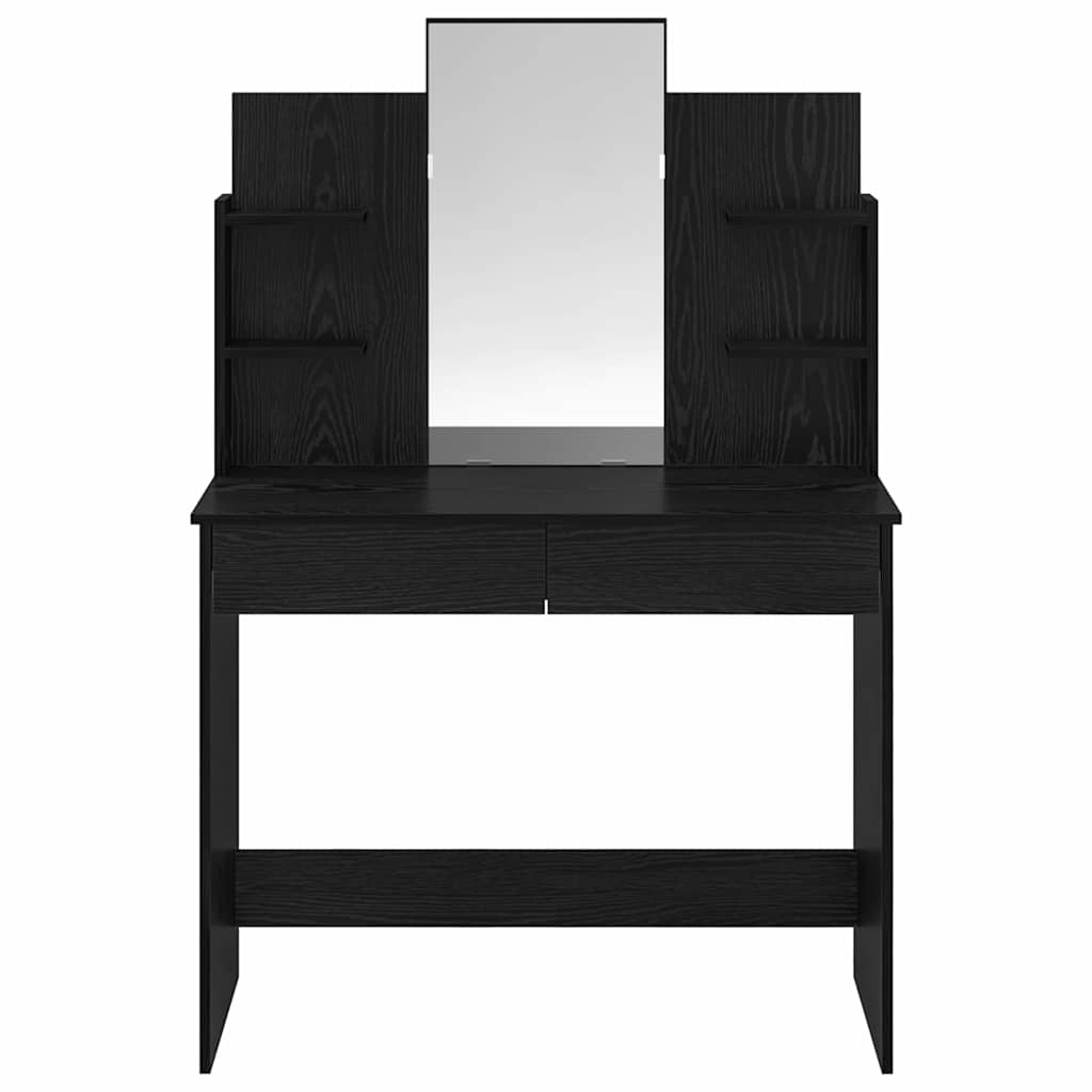 vidaXL Dressing Table with Mirror Black Oak 96 x 39 x 142 cm
