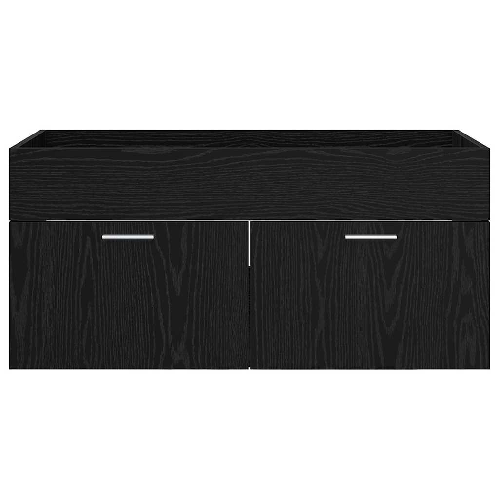 vidaXL Sink cabinet with Storage with Door Black Oak Engineered Wood