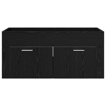 vidaXL Sink cabinet with Storage with Door Black Oak Engineered Wood