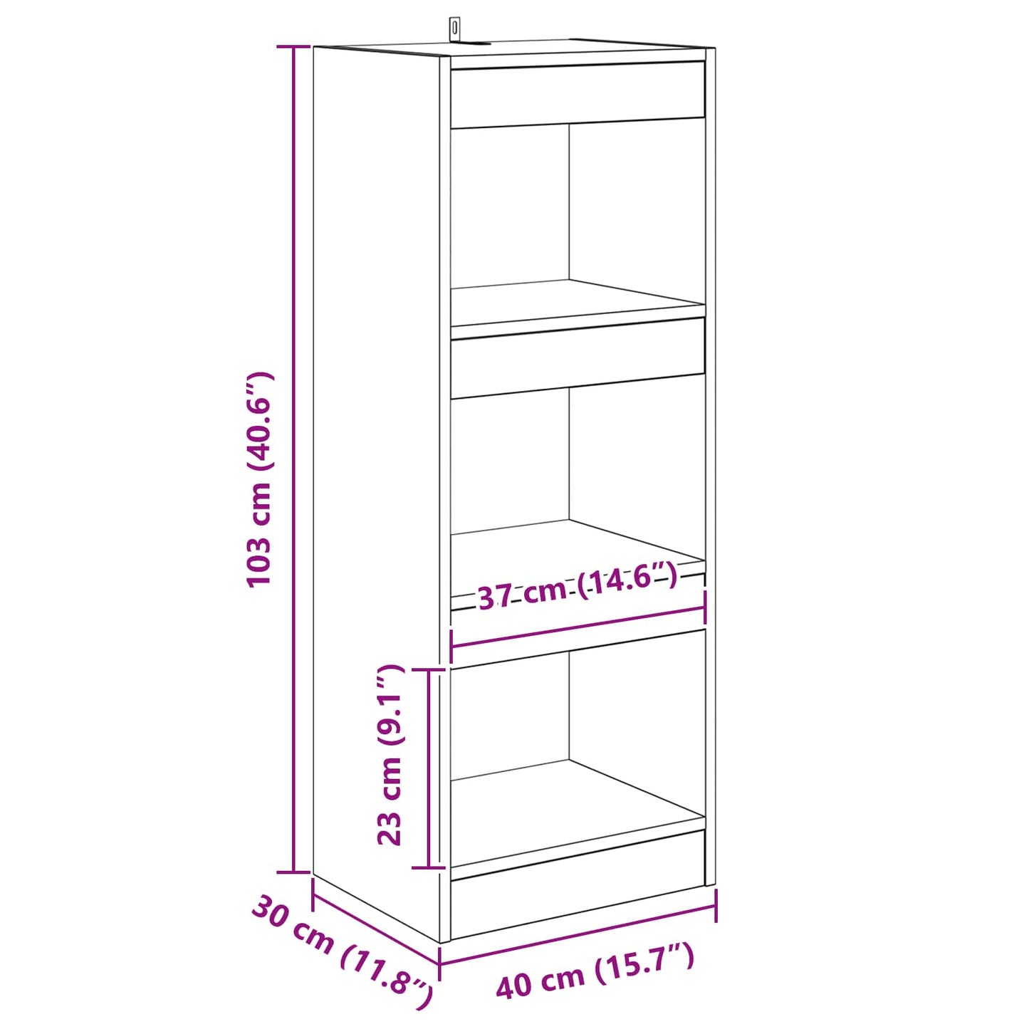 vidaXL Book Cabinet 3-Tier 40 x 30 x 103 cm Engineered Wood Old wood