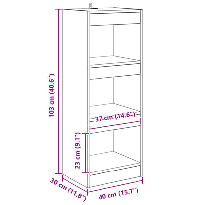 vidaXL Book Cabinet 3-Tier 40 x 30 x 103 cm Engineered Wood Old wood