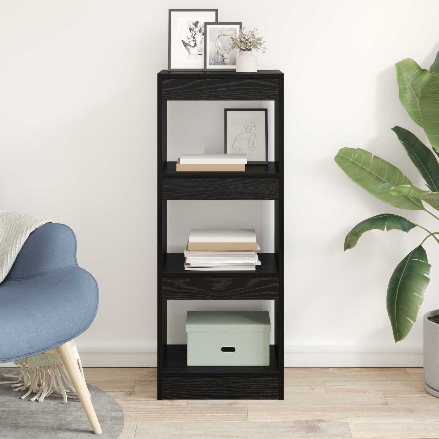 vidaXL Book Cabinet Black oak 37 x 30 x 103 cm Engineered wood