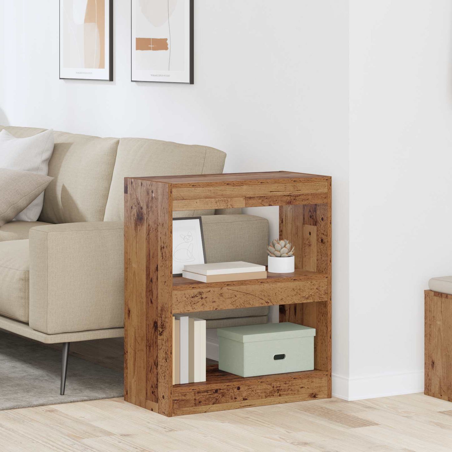 vidaXL Book Cabinet 2-Tier 60 x 30 x 72 cm Engineered Wood Old Wood