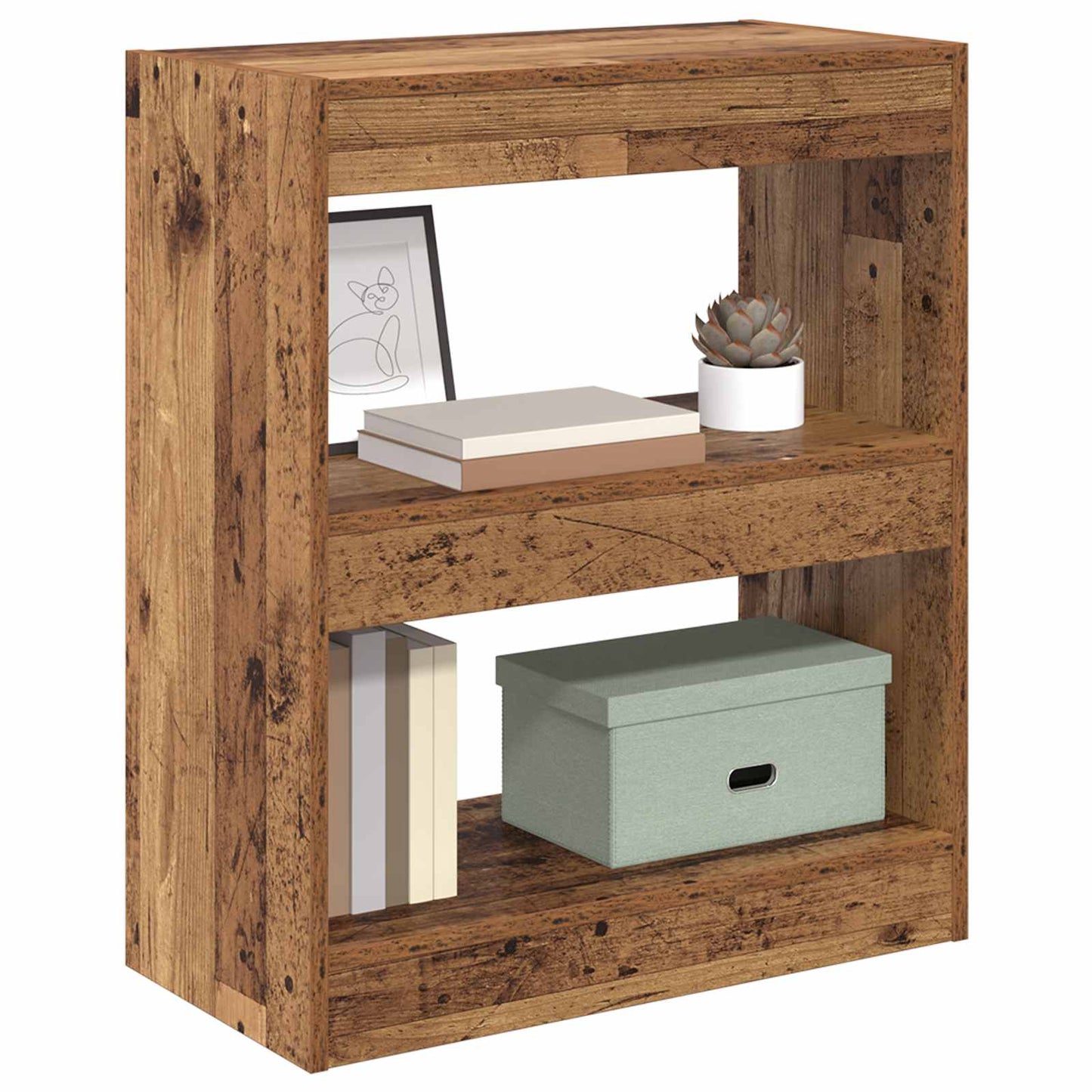 vidaXL Book Cabinet 2-Tier 60 x 30 x 72 cm Engineered Wood Old Wood