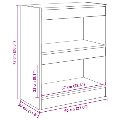 vidaXL Book Cabinet 2-Tier 60 x 30 x 72 cm Engineered Wood Old Wood
