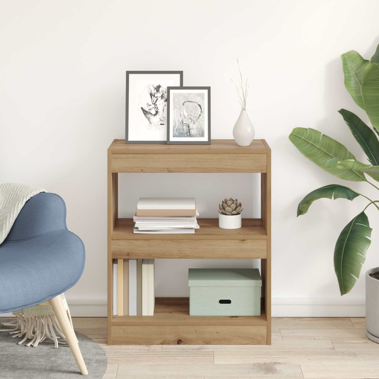 vidaXL Book Cabinet 2-Tier 60 x 30 x 72 cm Engineered Wood Artisan Oak