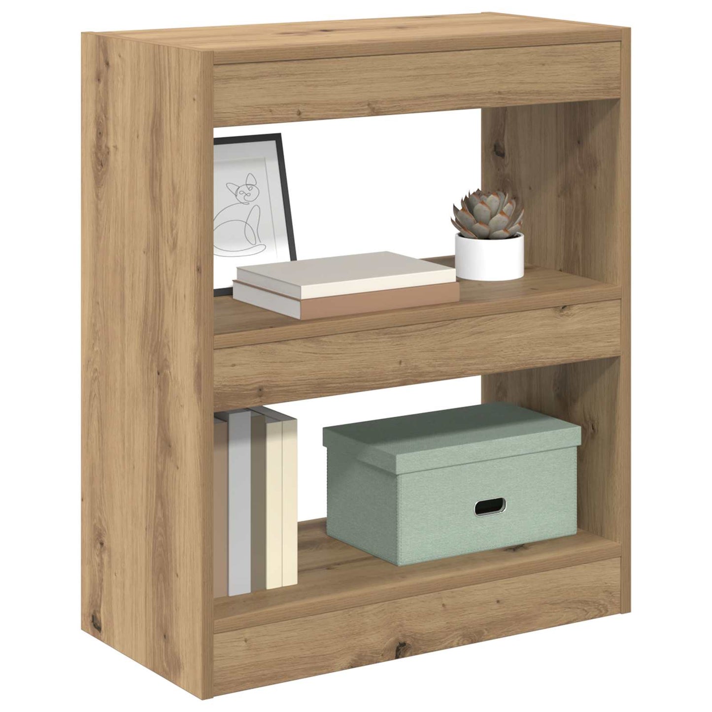 vidaXL Book Cabinet 2-Tier 60 x 30 x 72 cm Engineered Wood Artisan Oak