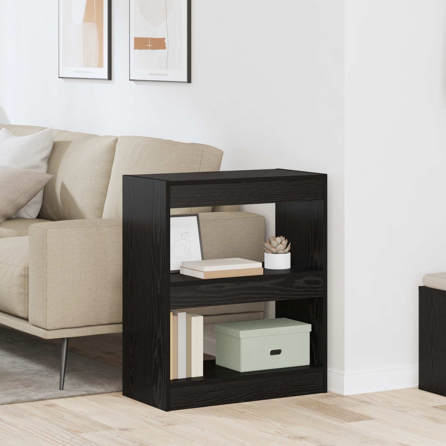 vidaXL Book Cabinet 2-Tier 60 x 30 x 72 cm Engineered Wood Black Oak