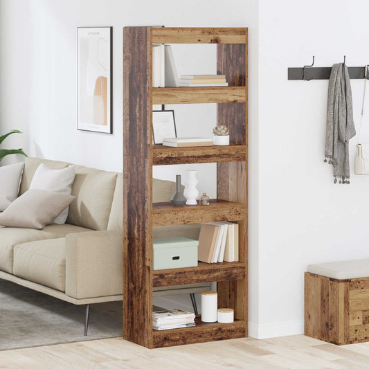 vidaXL Book Cabinet 5-Tier 60 x 30 x 166 cm Engineered Wood Old wood