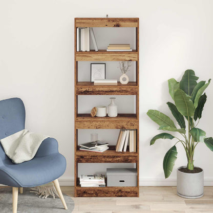 vidaXL Book Cabinet 5-Tier 60 x 30 x 166 cm Engineered Wood Old wood