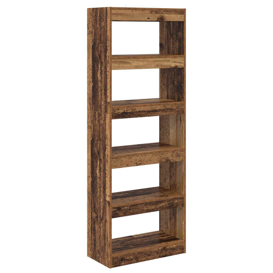 vidaXL Book Cabinet 5-Tier 60 x 30 x 166 cm Engineered Wood Old wood