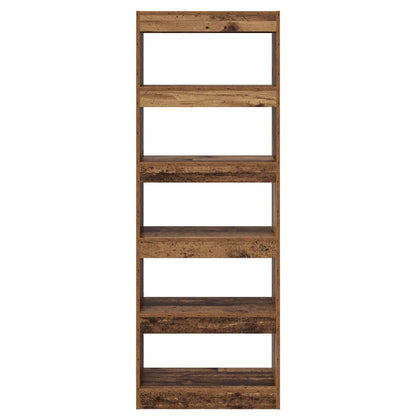 vidaXL Book Cabinet 5-Tier 60 x 30 x 166 cm Engineered Wood Old wood