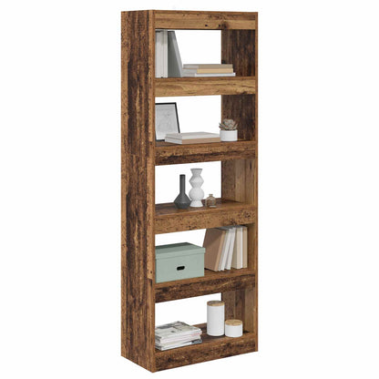 vidaXL Book Cabinet 5-Tier 60 x 30 x 166 cm Engineered Wood Old wood