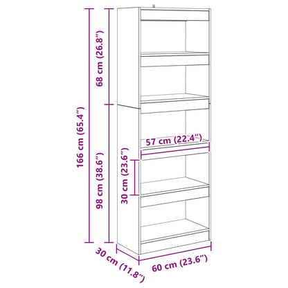 vidaXL Book Cabinet 5-Tier 60 x 30 x 166 cm Engineered Wood Old wood